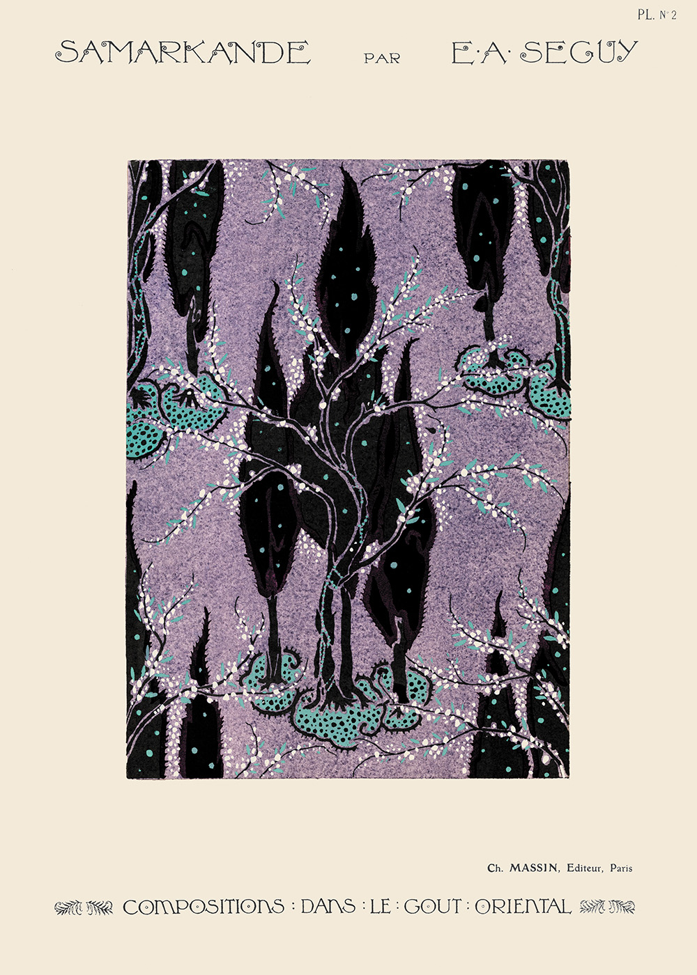 Tree Pochoir Pattern In Oriental Style Af Plakatwerket
