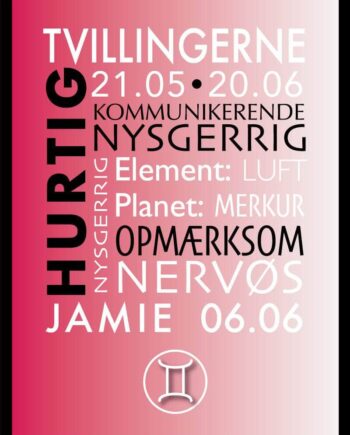 Tvillingerne Stjernetegn Med Tekst Plakat
