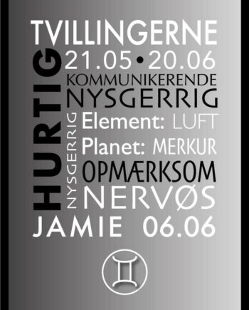 Tvillingerne Stjernetegn Med Tekst Plakat