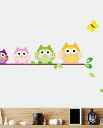 Ugler På Gren Wallsticker