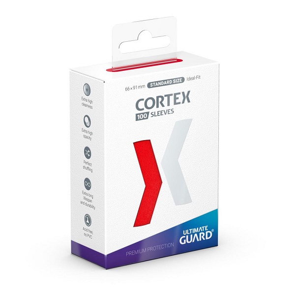 Ultimate Guard Cortex Sleeves  Kortlommer  Standard Size Red  100 Sleeves