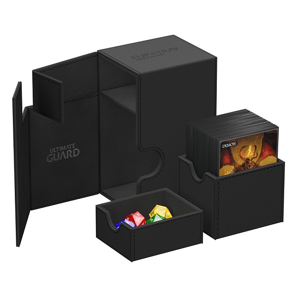 Ultimate Guard Flip     Tray Deck Case  Deck Box  80  Standard Size Xenoskin Monocolor Black  Sort