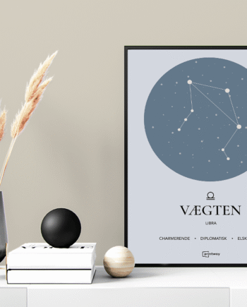 Vægten Stjernetegn Plakat Havblå 60 84 Cm  A1