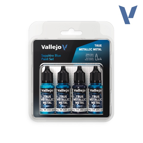 Vallejo Maling True Metallic Metal: Paint Set Sapphire Blue Colors