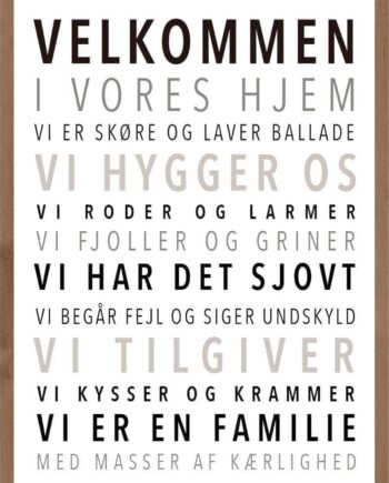 Velkommen Til Vores Hjem Plakat