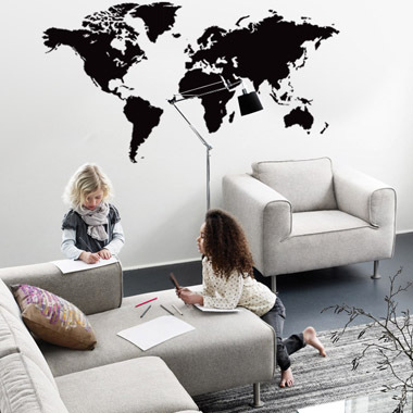 Verdenskort Wallsticker Af Anline Ruby  80x40 Cm