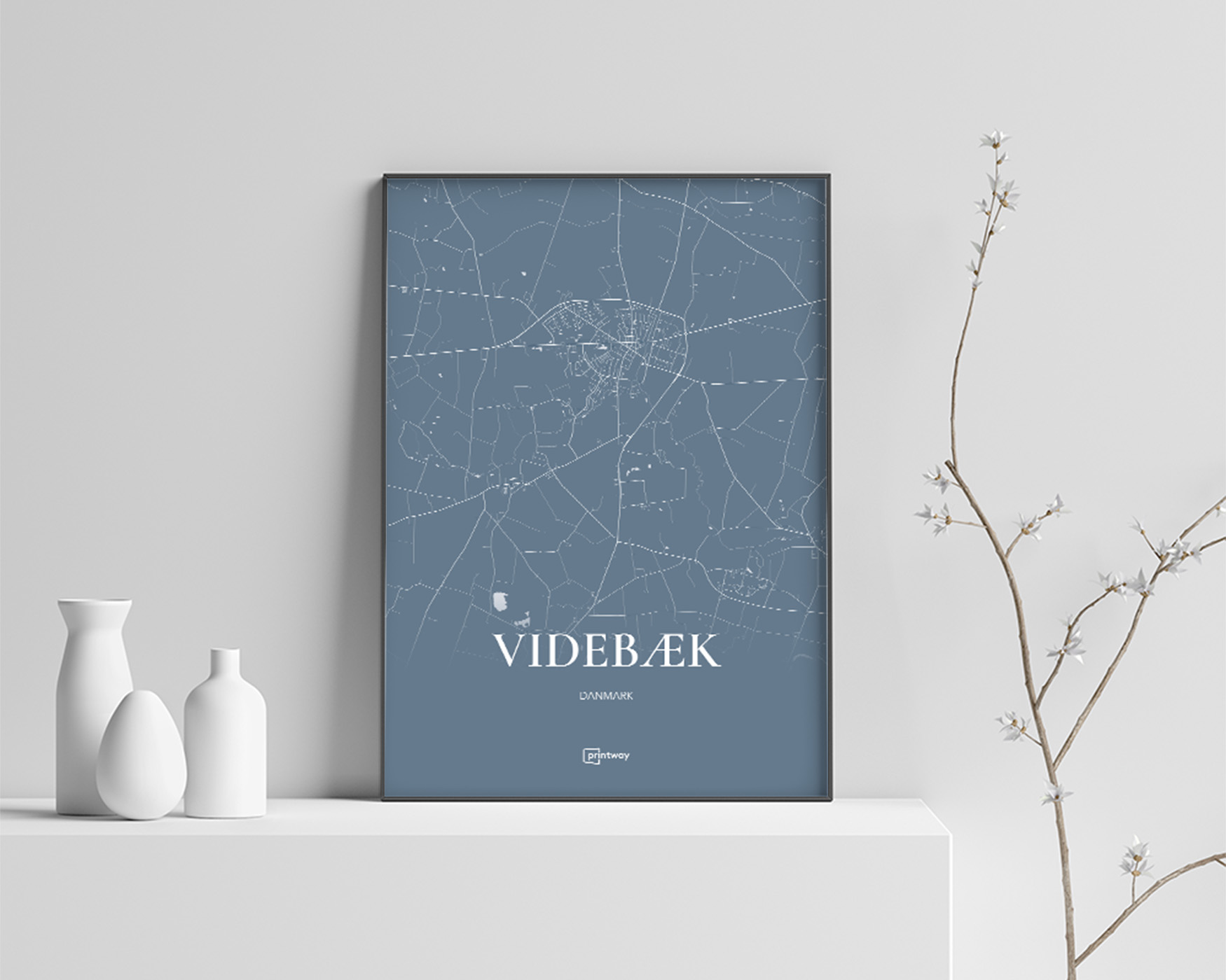 Videbæk Plakaten Fuldt Kort Havblå 21 30 Cm  A4