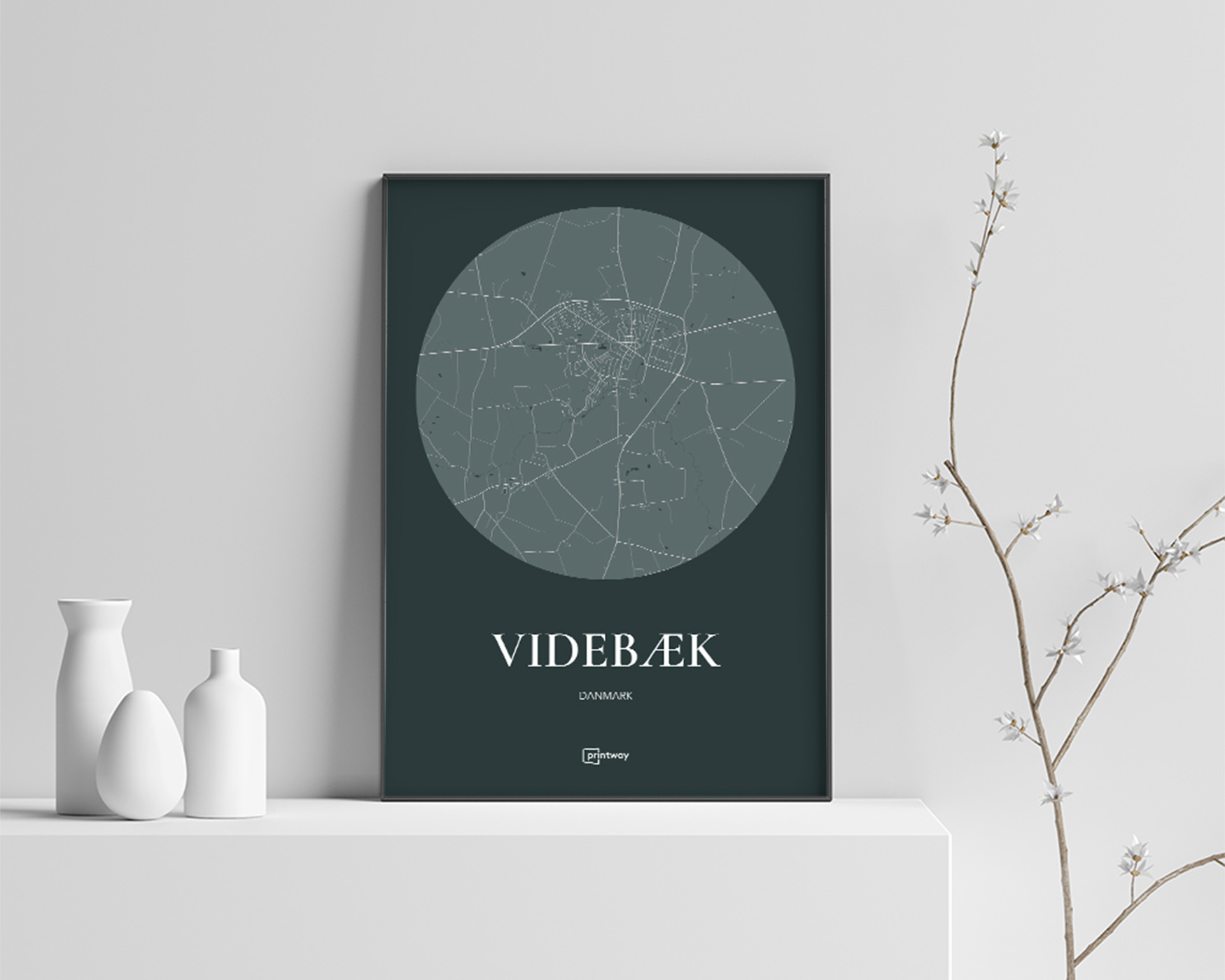 Videbæk Plakaten Rundt Kort Skovgrøn 70 100 Cm  B1