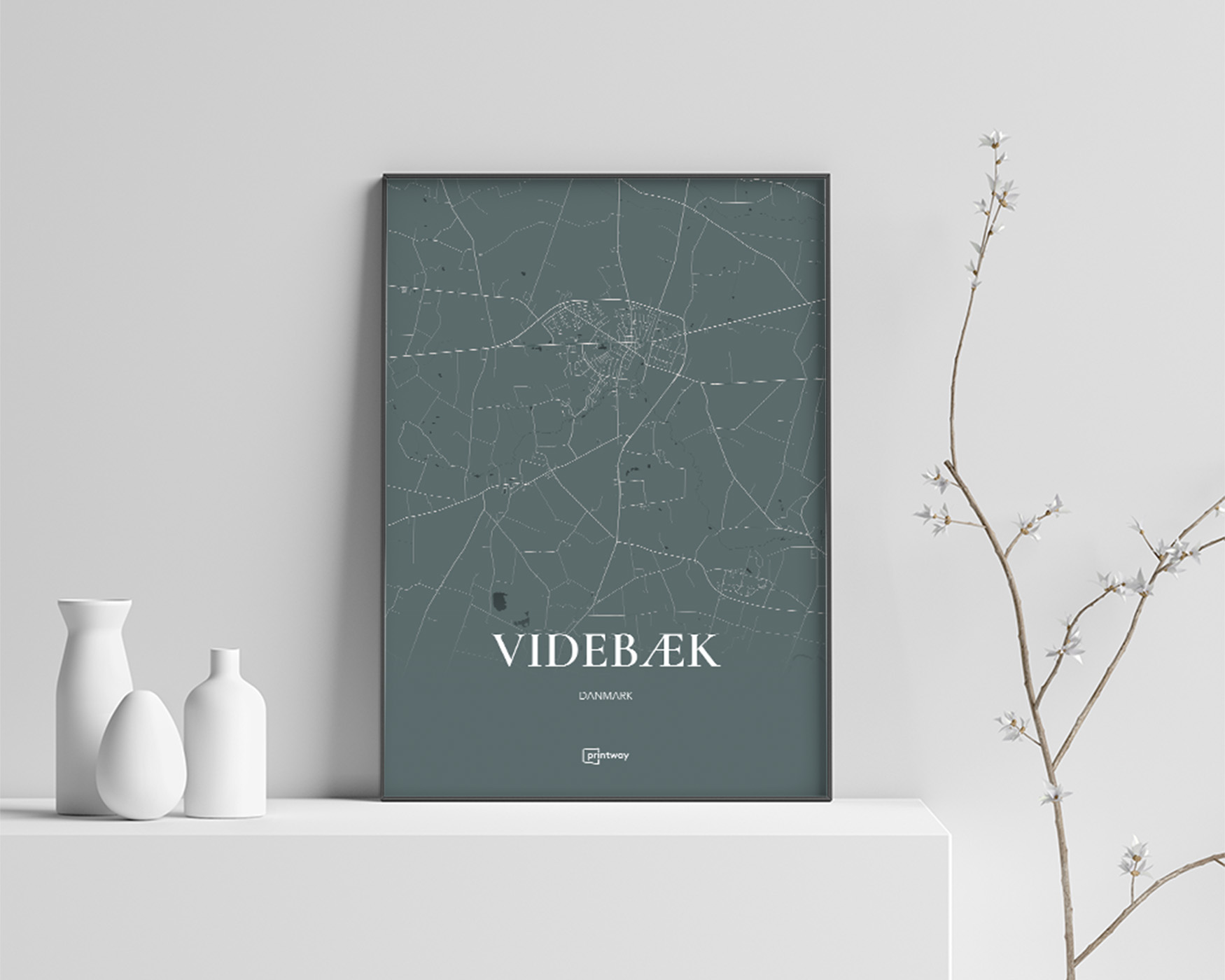 Videbæk Plakaten Fuldt Kort Skovgrøn 70 100 Cm  B1
