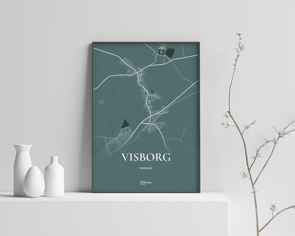 Visborg Plakaten Fuldt Kort Skovgrøn 70 100 Cm B1