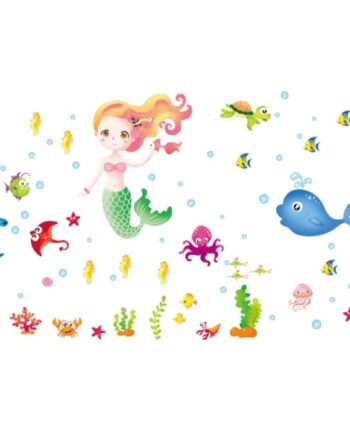 Wallsticker Med En Havfrue  Fisk Og Andre Sjove Havdyr
