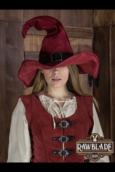 Wikka The Witch Hat Split Leather Red Rawblade Medium Live Rollespil