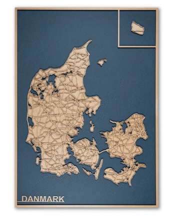 60   84 Cm  Blå Danmarks Kort