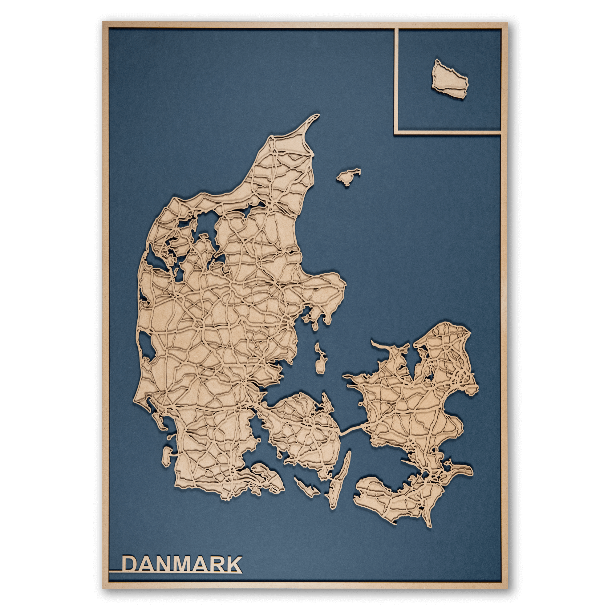 60   84 Cm  Blå Danmarks Kort