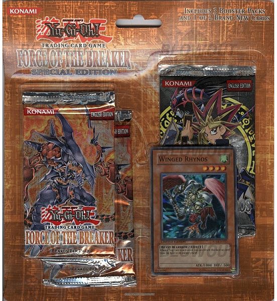 Yu-gi-oh  Blister Pack  -pack:   Force Of The Breaker     Invasion Of Chaos Booster Pakke   Winged Rhynos Promo Card