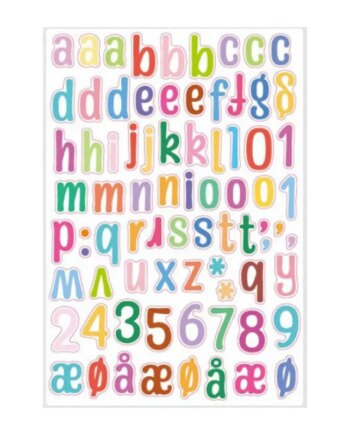 Alfabet Wallsticker Med Farverige Bogstaver Og Tal  Små Bogstaver    Til