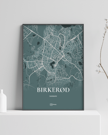 Birkerød Plakaten Fuldt Kort Skovgrøn 35 50 Cm  B3