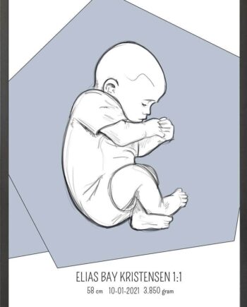 Birth Poster   Fødselsplakat  :  Fosterstilling Blå