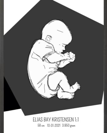 Birth Poster   Fødselsplakat  :  Fosterstilling Blå