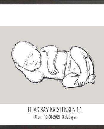 Birth Poster   Fødselsplakat  :  Liggende Lyserød