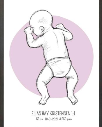 Birth Poster   Fødselsplakat  :  På Maven Lyserød