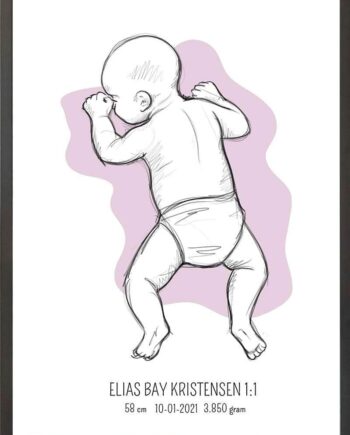 Birth Poster   Fødselsplakat  :  På Maven Lyserød