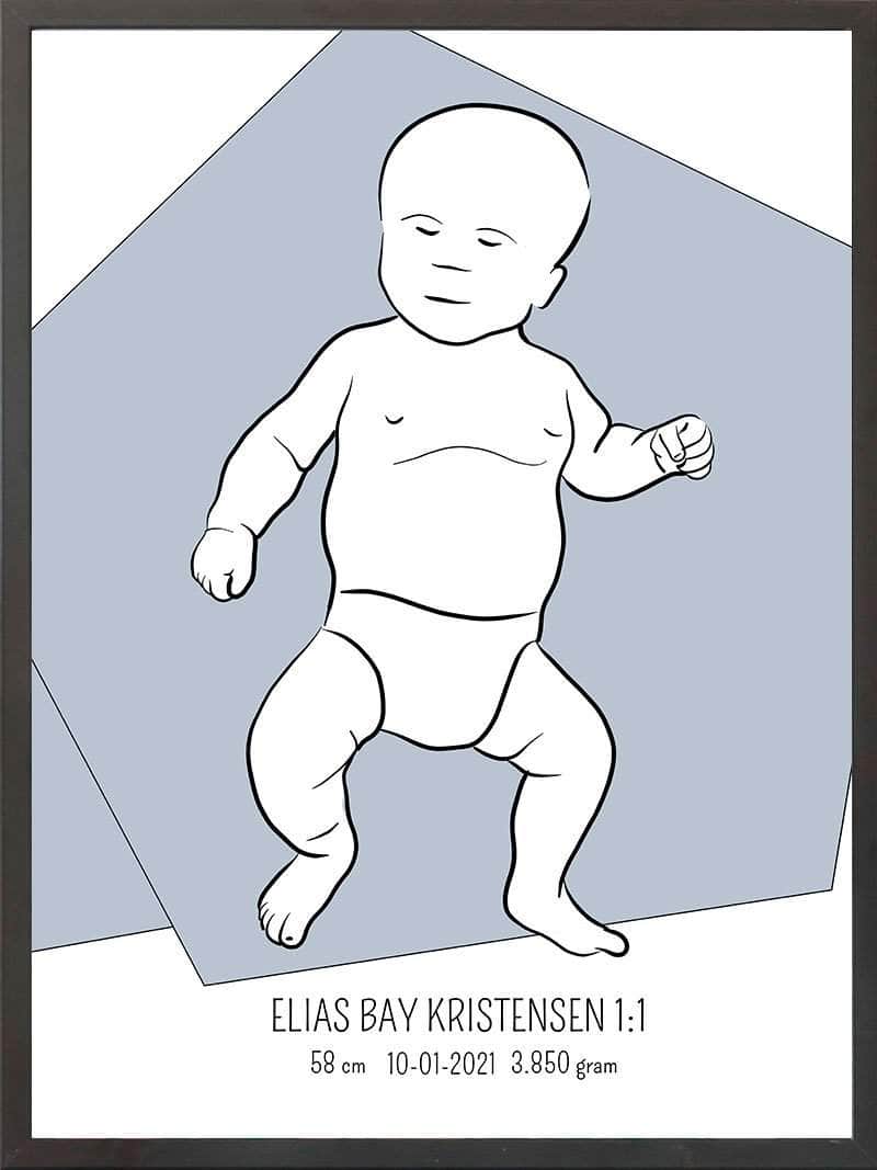 Birth Poster   Fødselsplakat  :  Tumling Blå