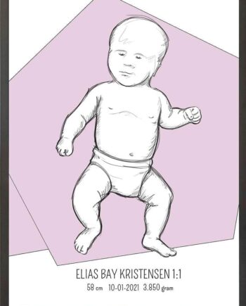 Birth Poster   Fødselsplakat  :  Tumling Lyserød