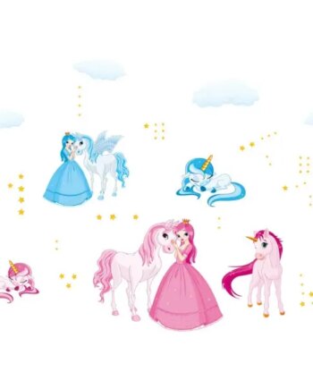 Flot Wallsticker Med Enhjørninger Og Prinsesser