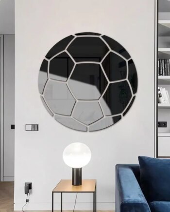 Fodbold Spejl  Selvklæbende Akryl Spejl Klistermærker  Klassisk Design  Sort  30cm