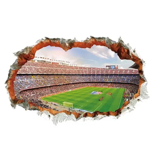 Fodboldstadion Wallsticker Hul Væggen 3d Effekt 90x60cm