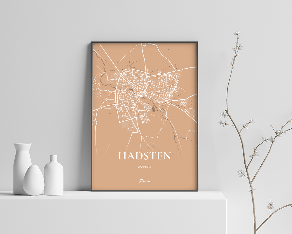 Hadsten Plakaten Fuldt Kort Guld 70 100 Cm  B1