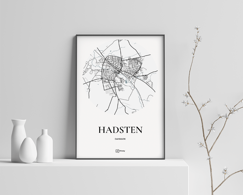 Hadsten Plakaten Rundt Kort Hvid 70 100 Cm  B1