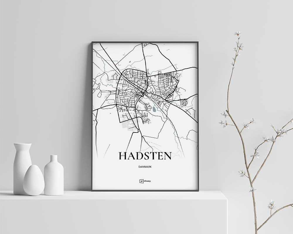 Hadsten Plakaten Fuldt Kort Hvid 70 100 Cm  B1