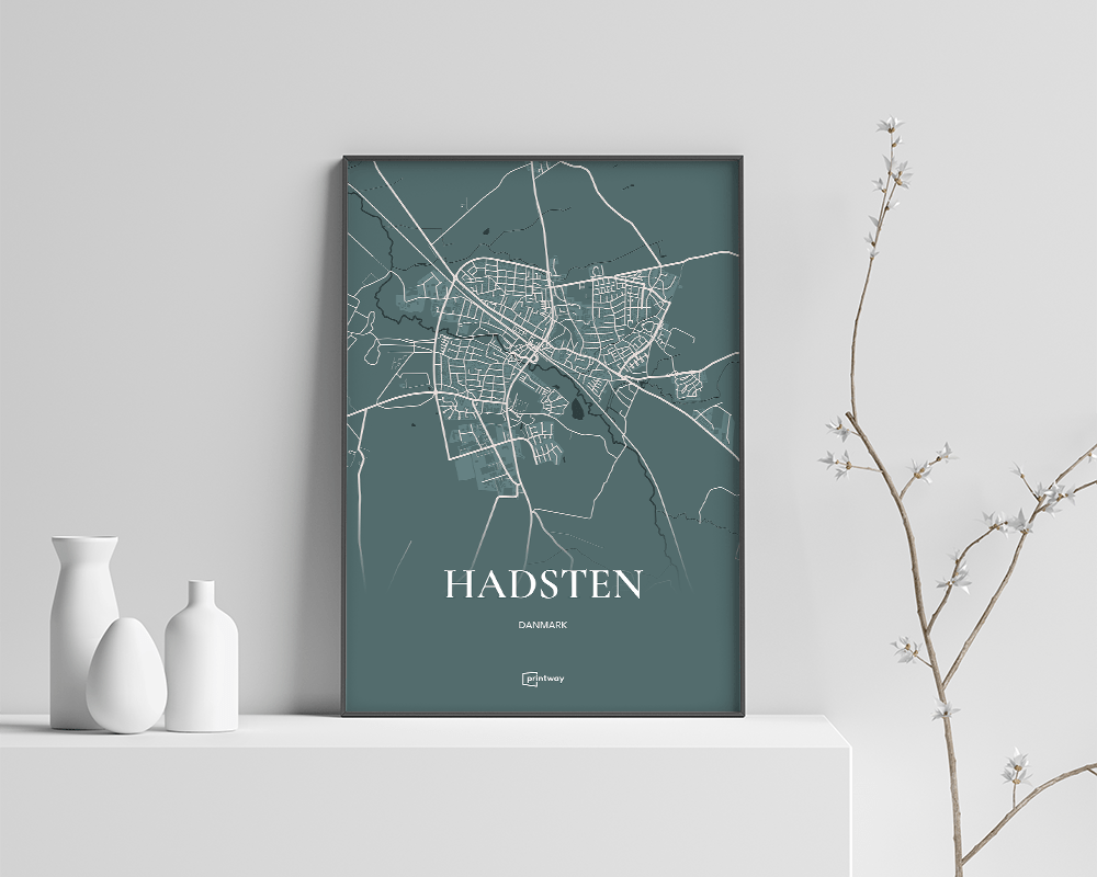Hadsten Plakaten Fuldt Kort Skovgrøn 70 100 Cm  B1