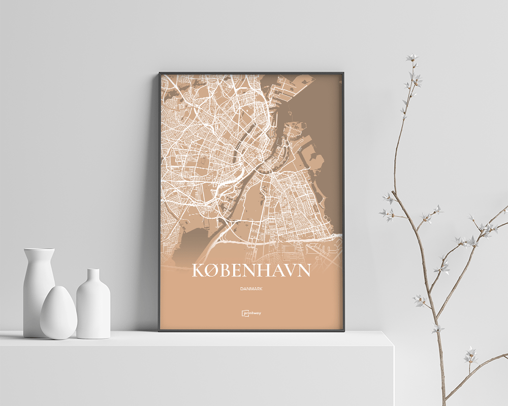København Plakaten Fuldt Kort Guld 21 30 Cm  A4