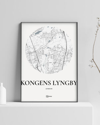 Kongens Lyngby Plakaten Rundt Kort Hvid 70 100 Cm  B1