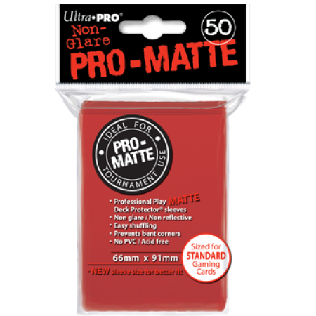 50 Lommer  Ultra Pro Pro-matte: Red  Røde   Høj Kvalitet  Non-glare Professional Sleeves  82650