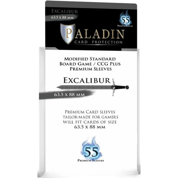 Paladin Sleeves Excalibur Premium Standard 63 5x88mm Clear  Transparent   55 Kortlommer