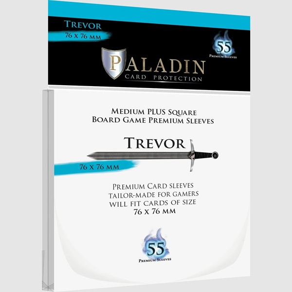 Paladin Sleeves Trevor Premium Medium Plus Square 76x76mm Clear  Transparent   55 Kortlommer