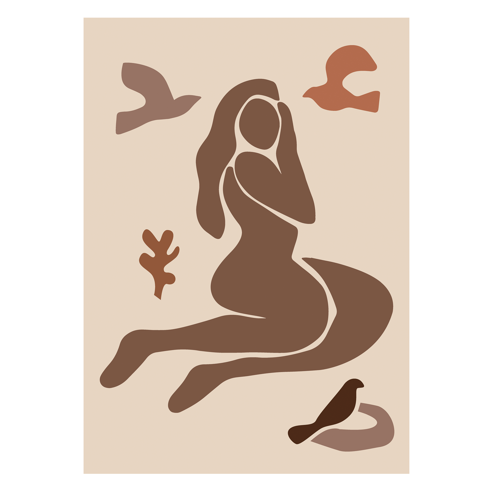 Plakat  Quot Silhuet Med Fugle Quot  Rosa  50   70 Cm