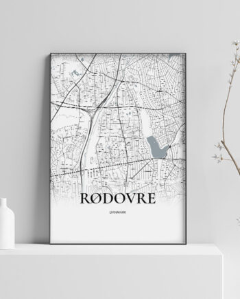 Rødovre Plakaten Fuldt Kort Hvid 70 100 Cm  B1