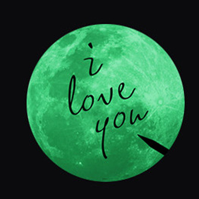 Stor Selvlysende Måne Wallsticker 34 Cm Love You