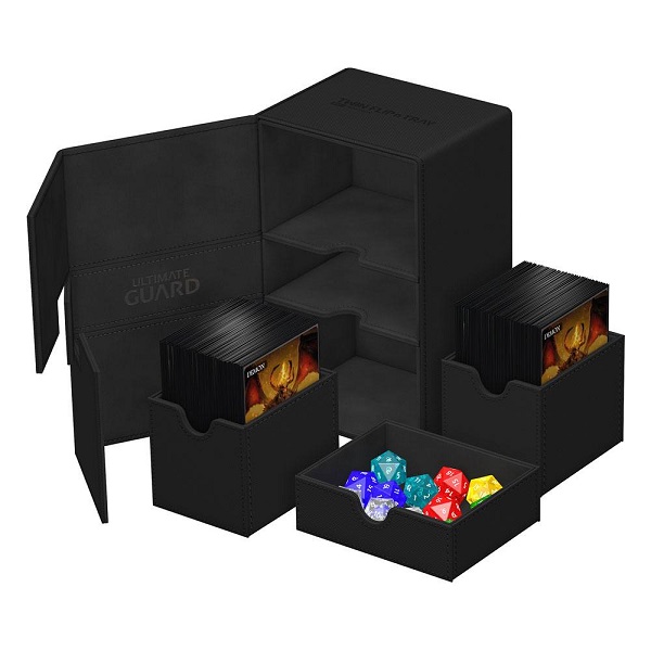 Ultimate Guard Twin Flip Tray Deck Case Deck Box 160 Standard Size Xenoskin Monocolor Black Sort