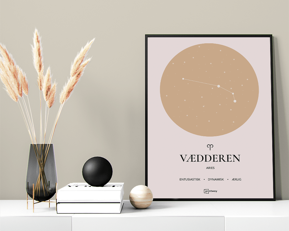 Vædderen Stjernetegn Plakat Guld 50 70 Cm  B2
