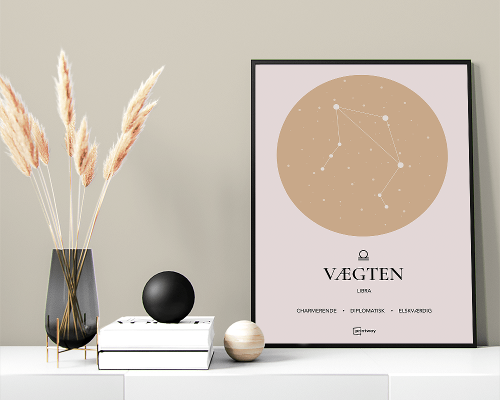Vægten Stjernetegn Plakat Guld 60 84 Cm  A1
