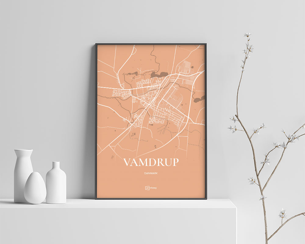Vamdrup Plakaten Fuldt Kort Guld 70 100 Cm  B1