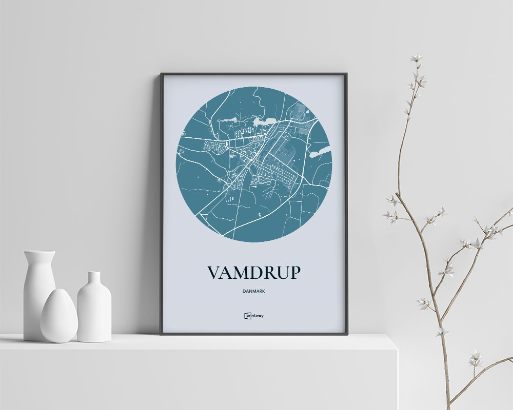 Vamdrup Plakaten Rundt Kort Havblå 70 100 Cm  B1