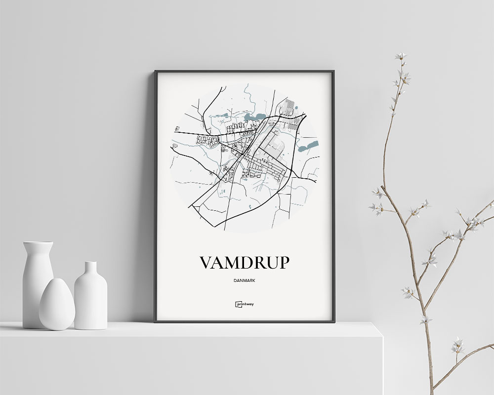 Vamdrup Plakaten Rundt Kort Hvid 70 100 Cm  B1
