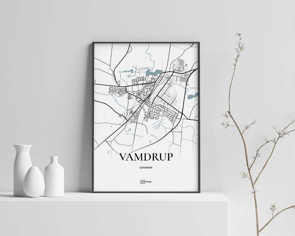 Vamdrup Plakaten Fuldt Kort Hvid 70 100 Cm  B1